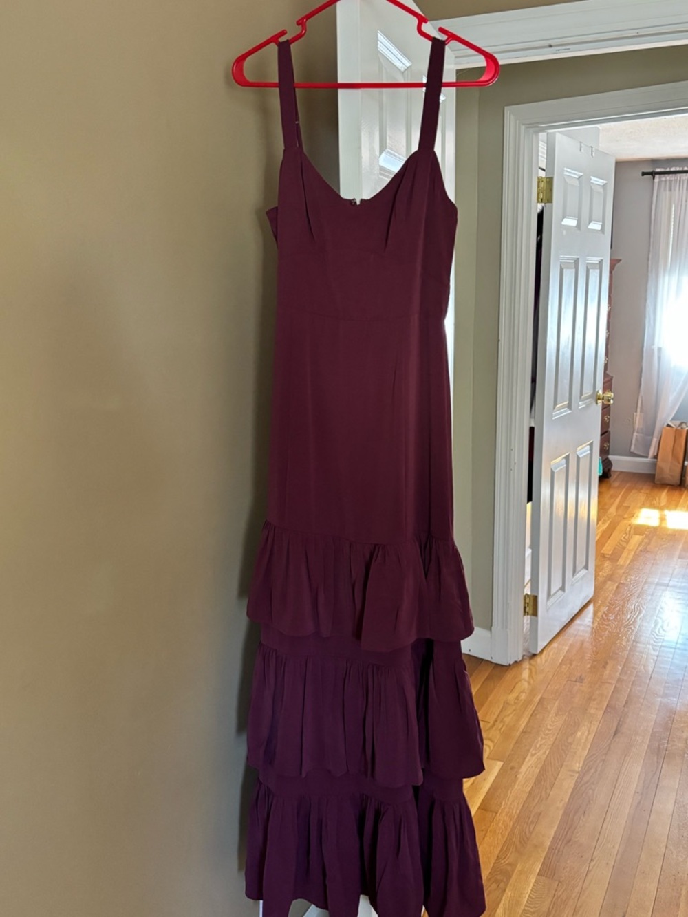 Abercrombie & Fitch Burgundy Tiered Maxi Dress